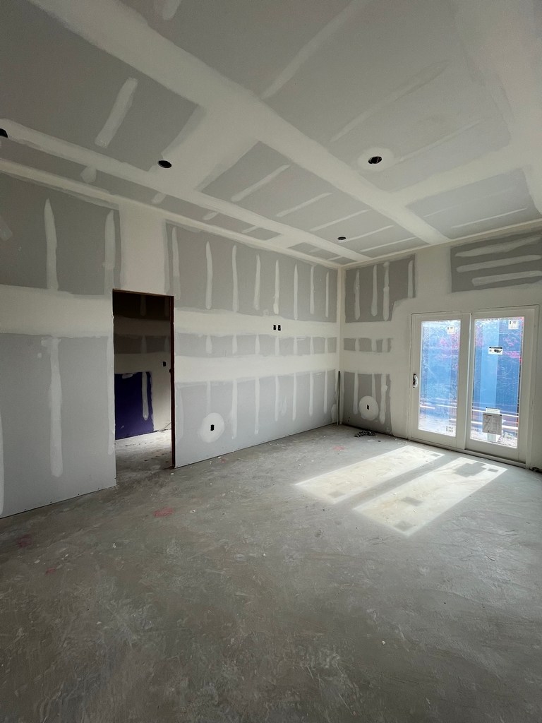 ADU interior drywall with doors and windows