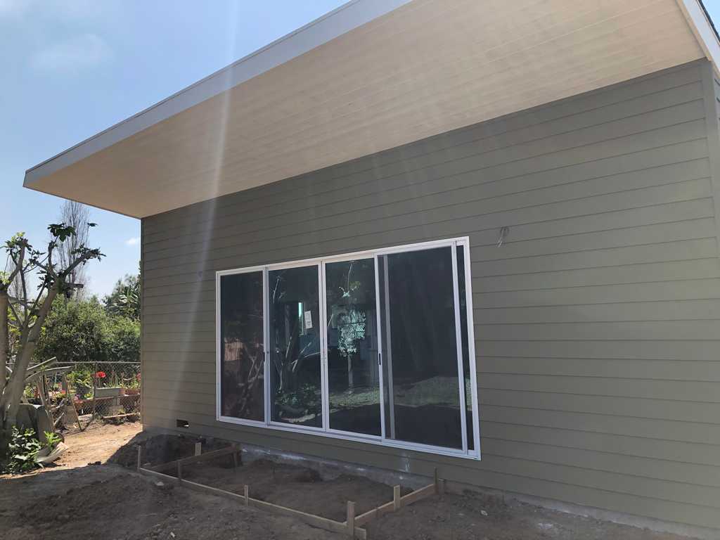 a2mContractors framing for the sliding glass door exit pad