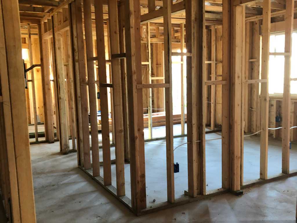 ADU showing room layout of the wood studs walls