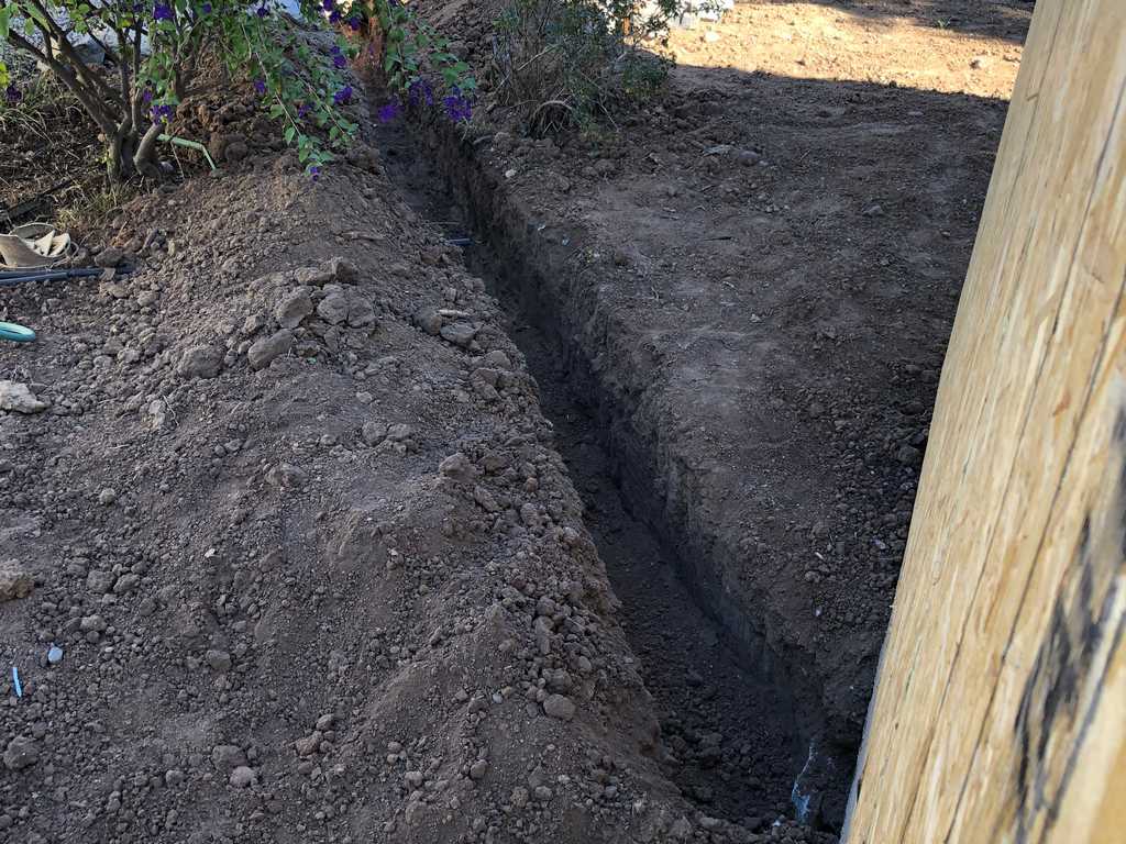 ADU-trench for sewer, water, gas, and electric