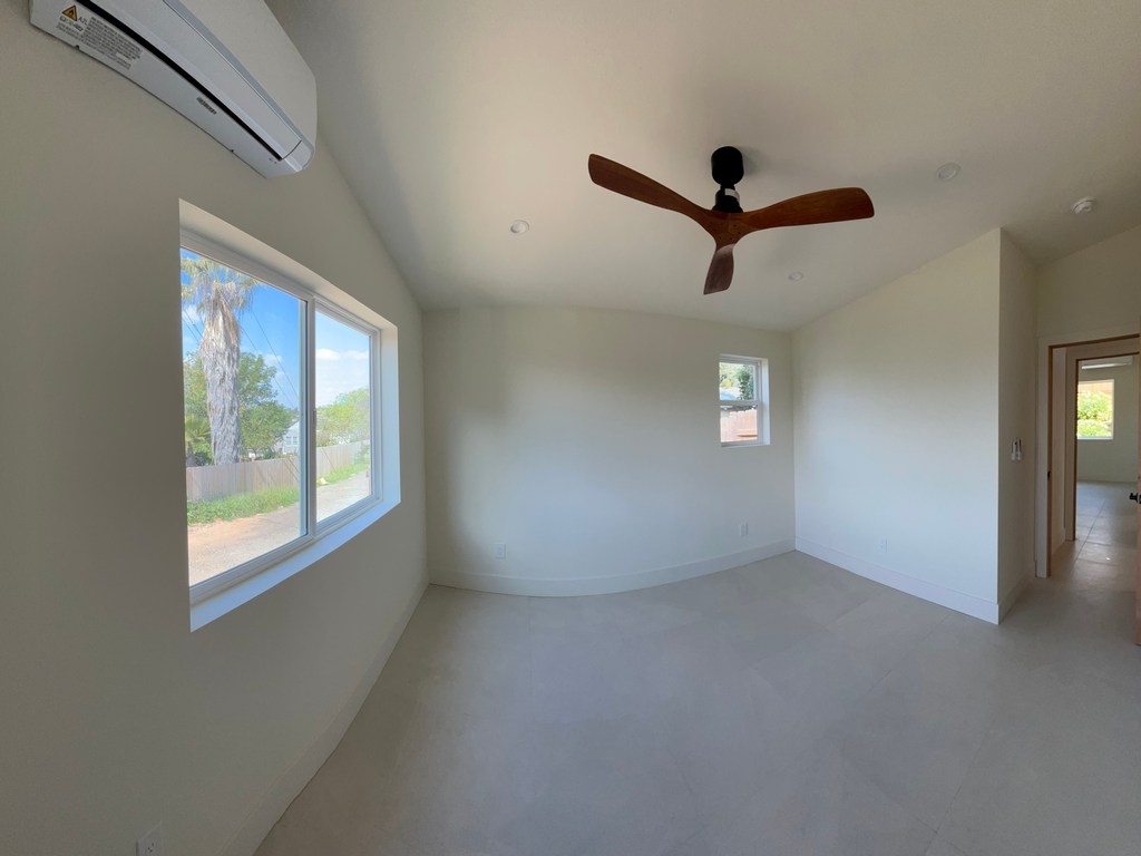 ADU bedroom mini split ceiling fan.