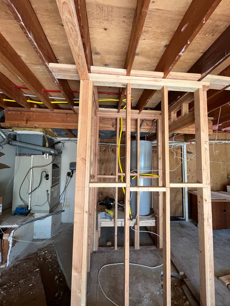 Beginning the rough framing of the internal walls for the garage conversion