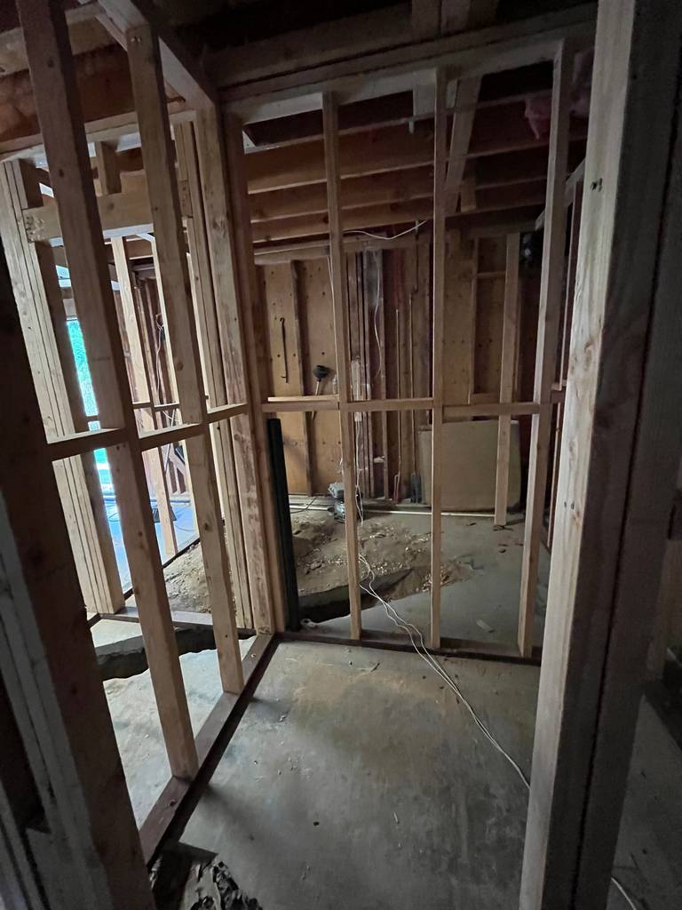 Wooden Studs in Garage Conversion Interior