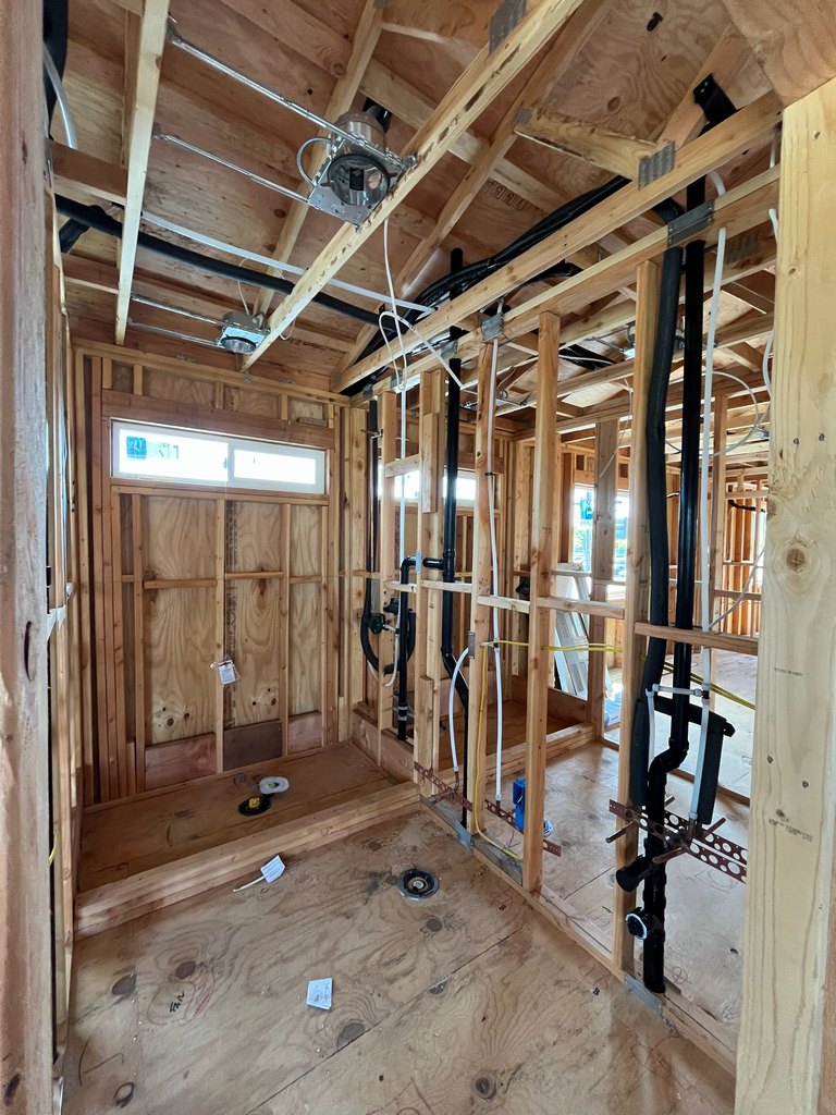 lack drain and vent piping, water-supply lines, electrical wiring
