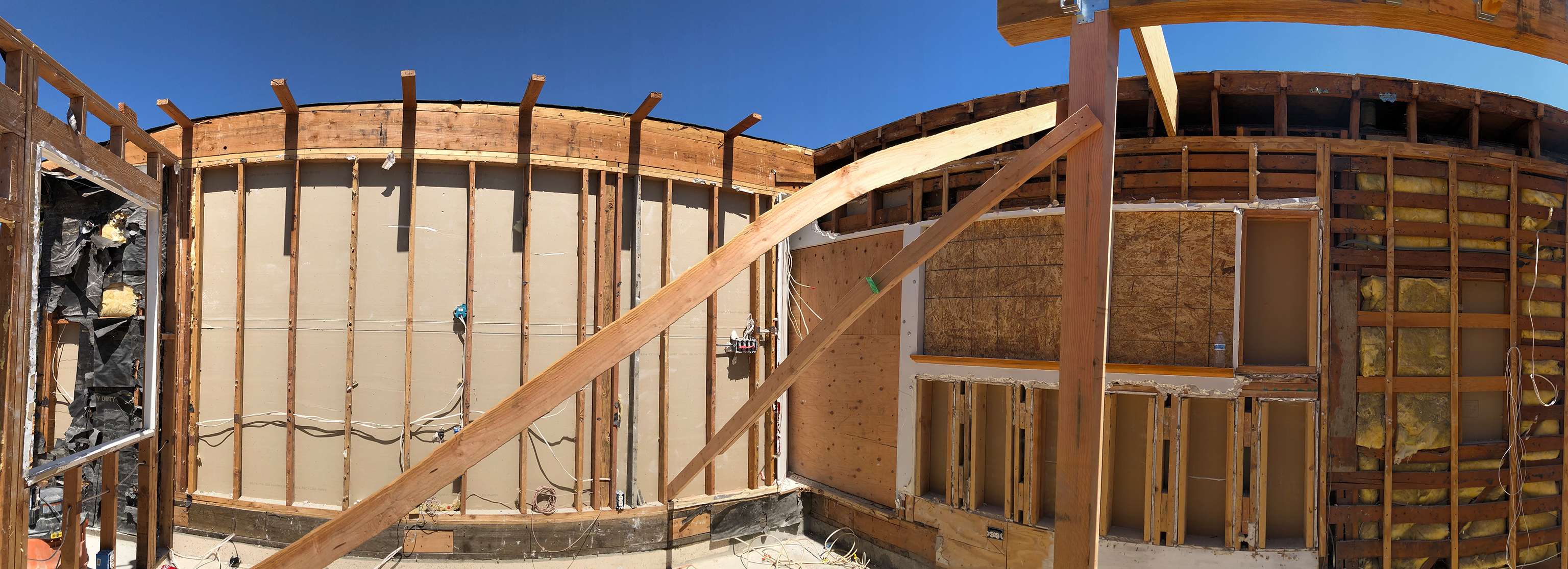 open stud walls on the home addition