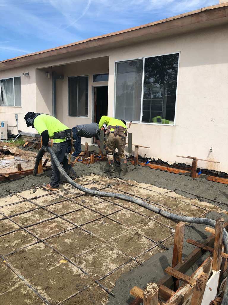 filling the concrete foundation