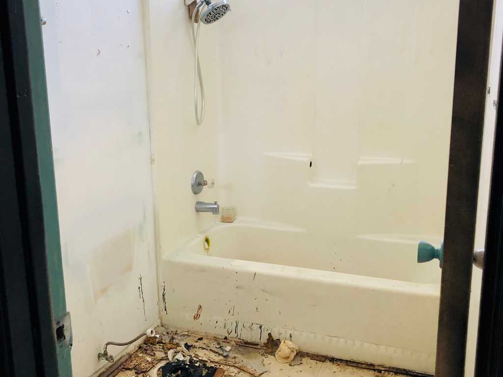 old shower gutted ready remodel