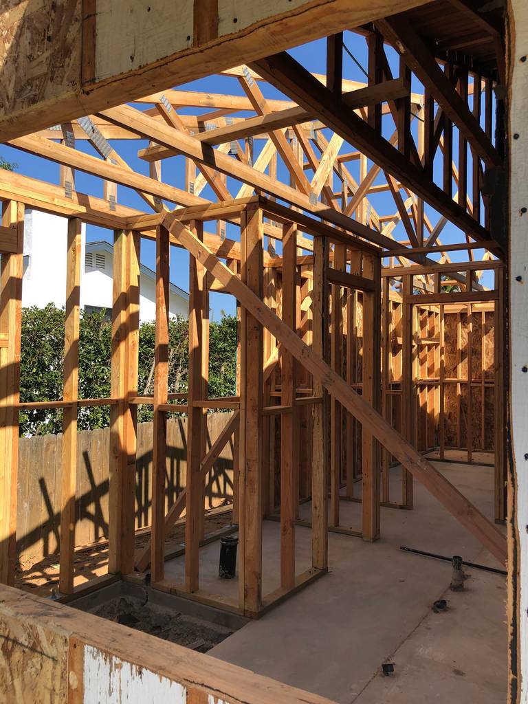 framing the walls of the home addition