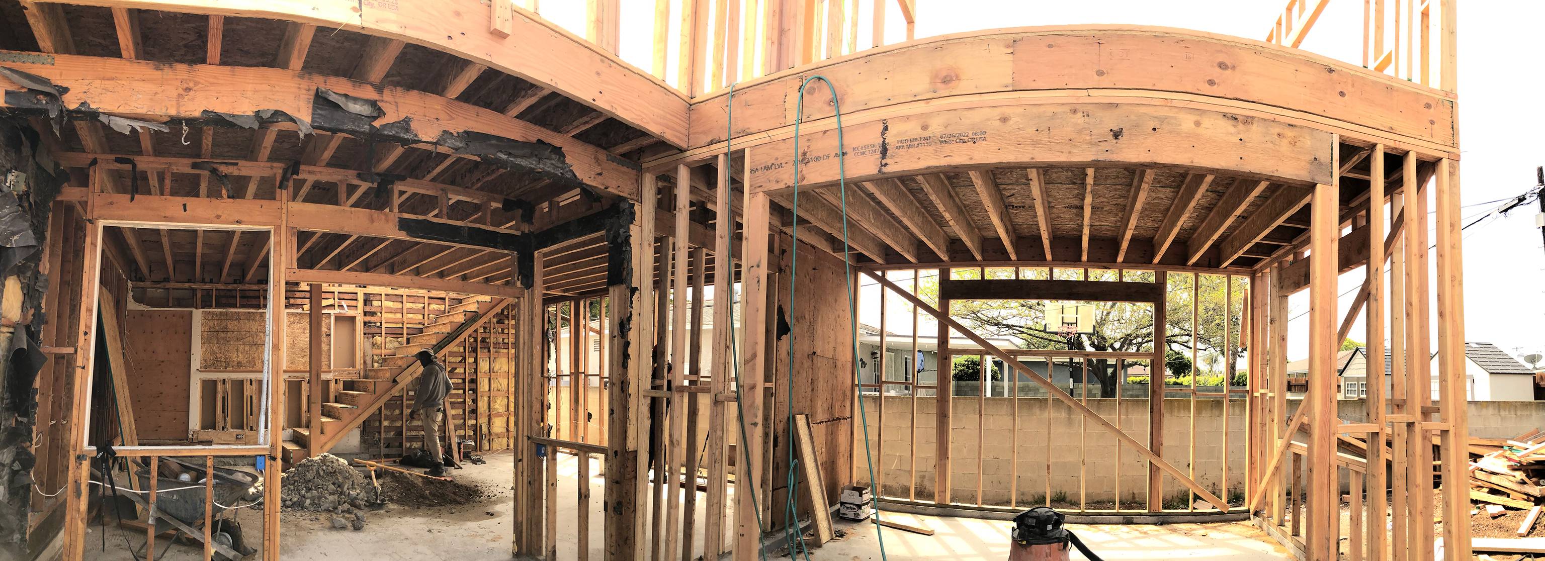 roof joist construction of the home addition