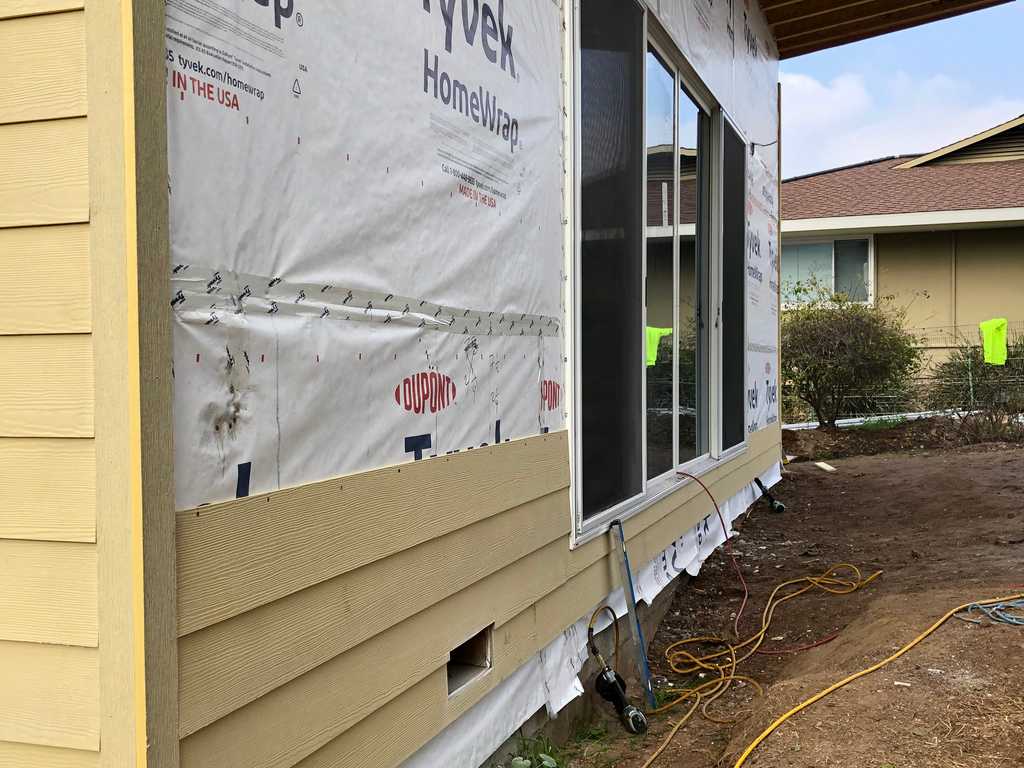 exterior wall of the ADUs wood siding