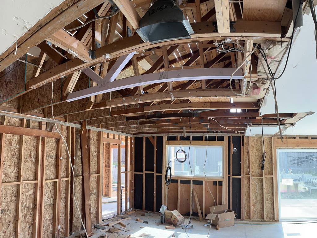 inside construction of the home addition