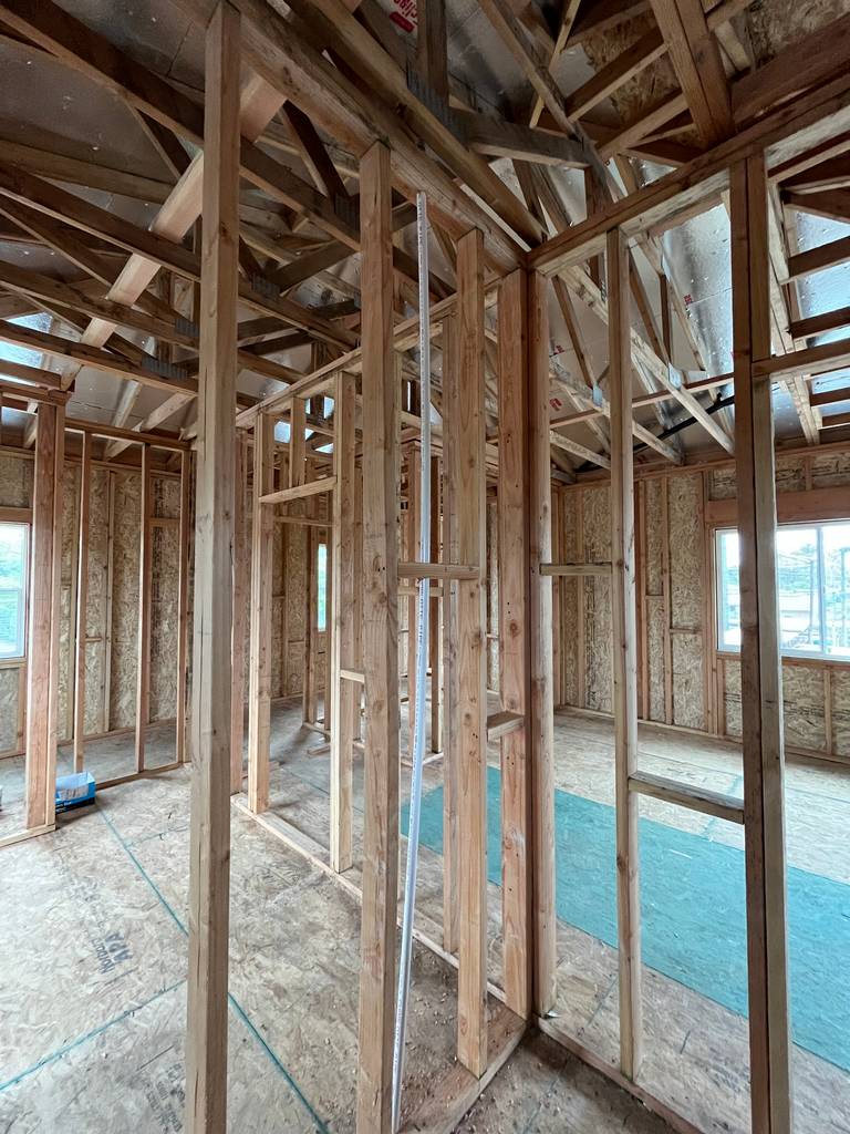 inside wood framing of the home addition