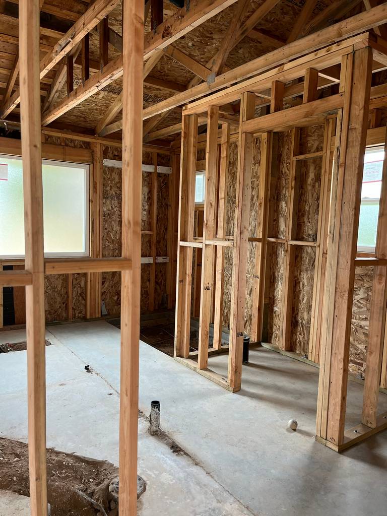 inside wall framing of the home addition
