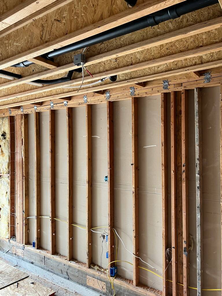 inside the wall of the home addition