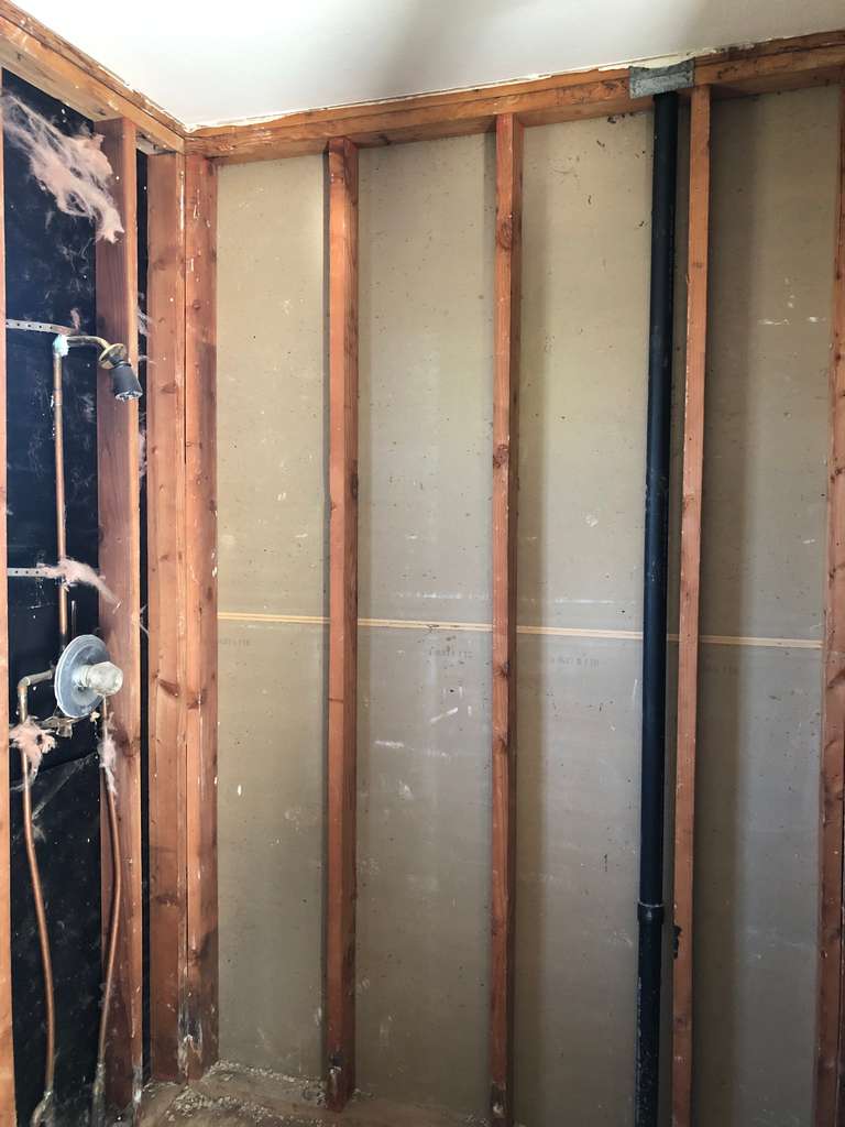 old shower plubling lines of the adu and home remodel