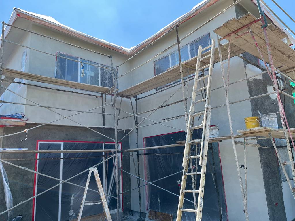 exterior stucco on the. home addition near completion