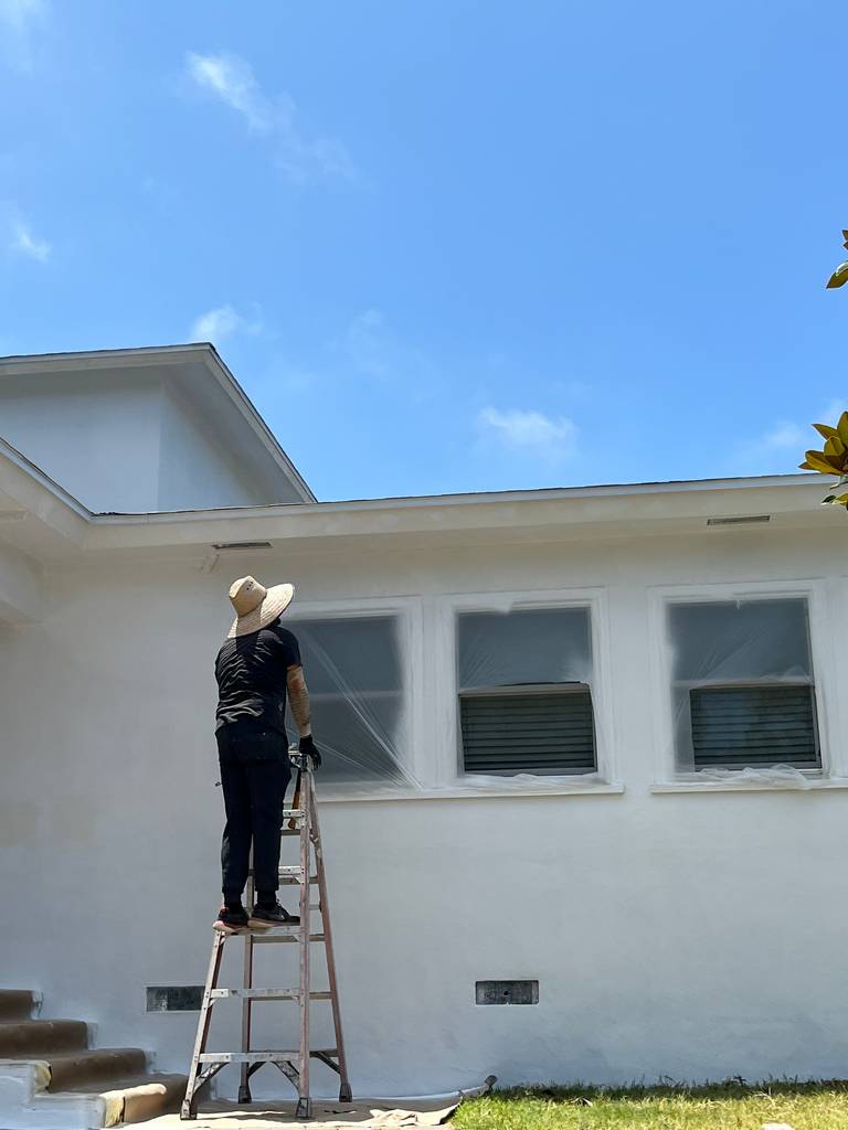 exterior stucco work on the home addition