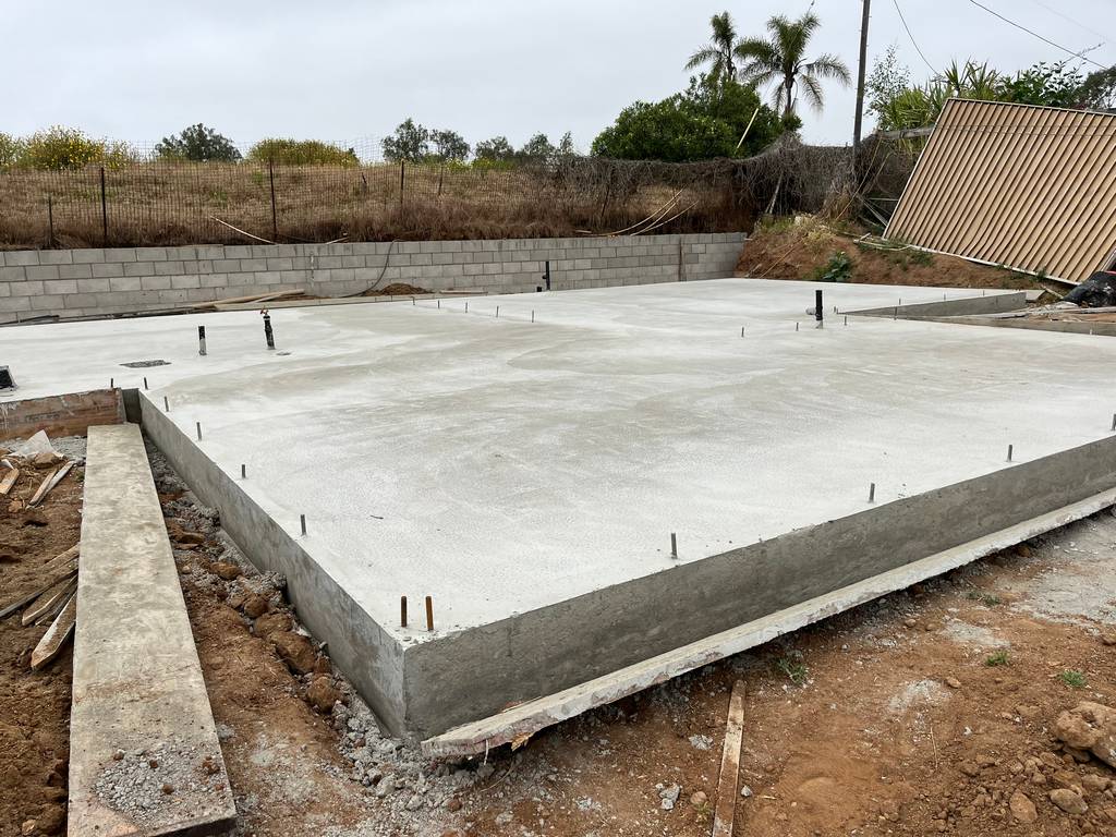 concrete foundation pad for the ADU