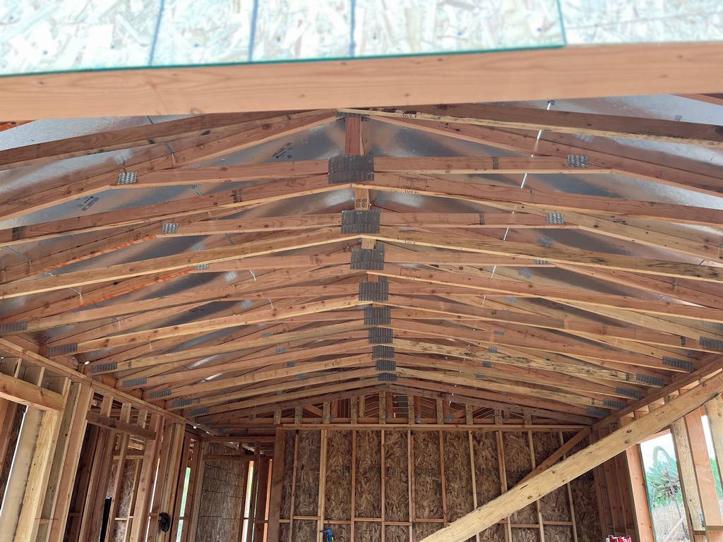 inside the ceiling showing the roof joists