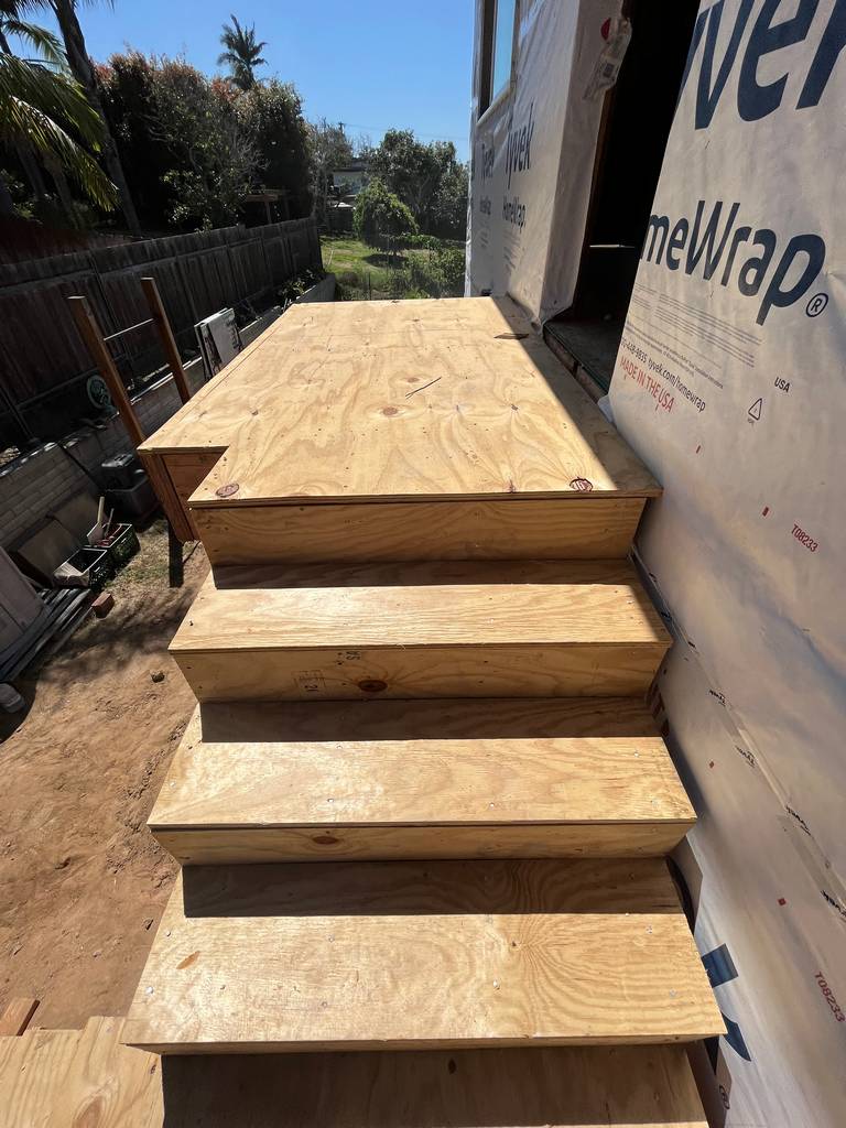 Wooden Outside Steps Installation leading to 2nd Story of an ADY