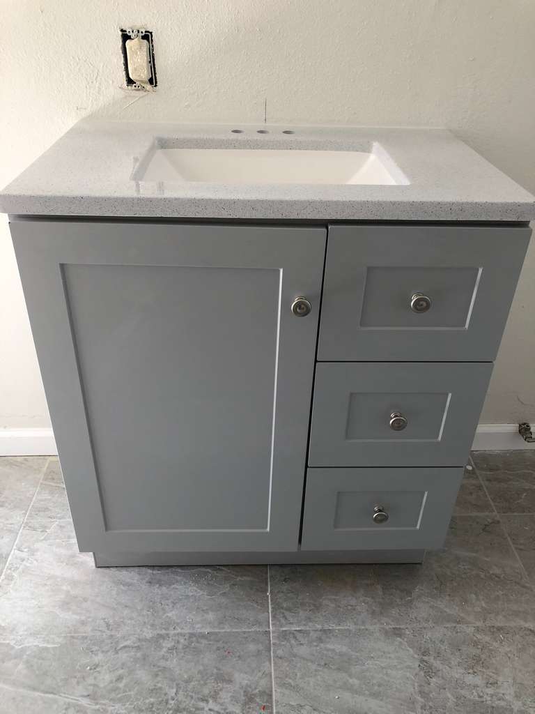 custom cabinet with new basin