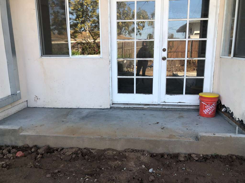 newly poured concrete porch