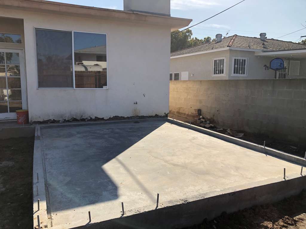 concrete foundation of a new home addition