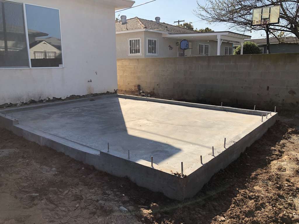 newly poured concrete patio