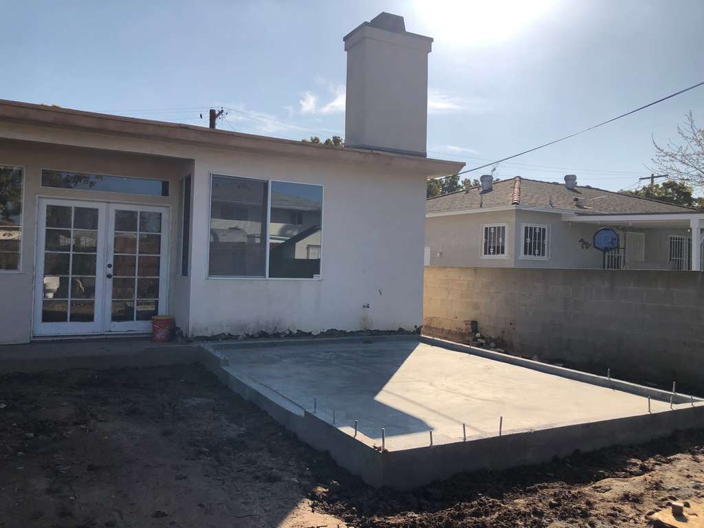 concrete foundation of a new home addition