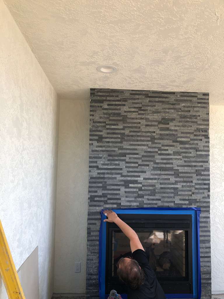grout prep for new fireplace