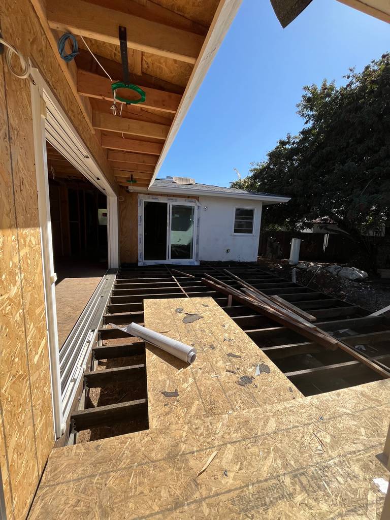 View from new deck area toward home addition