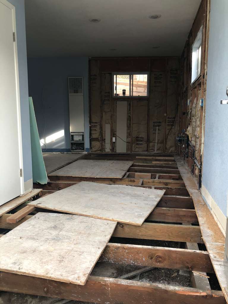 wood sub-floor removed